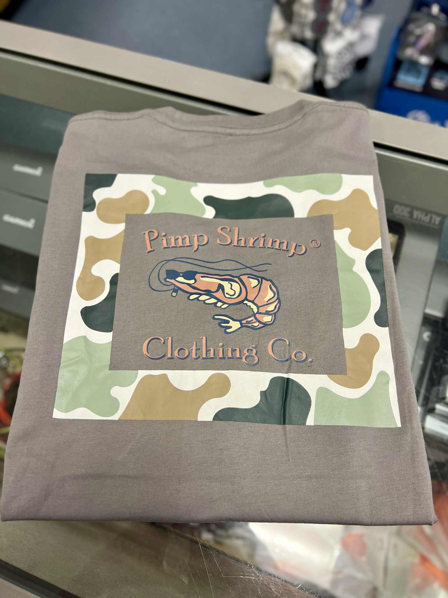 Camo Back Long Sleeve, Charcoal Grey