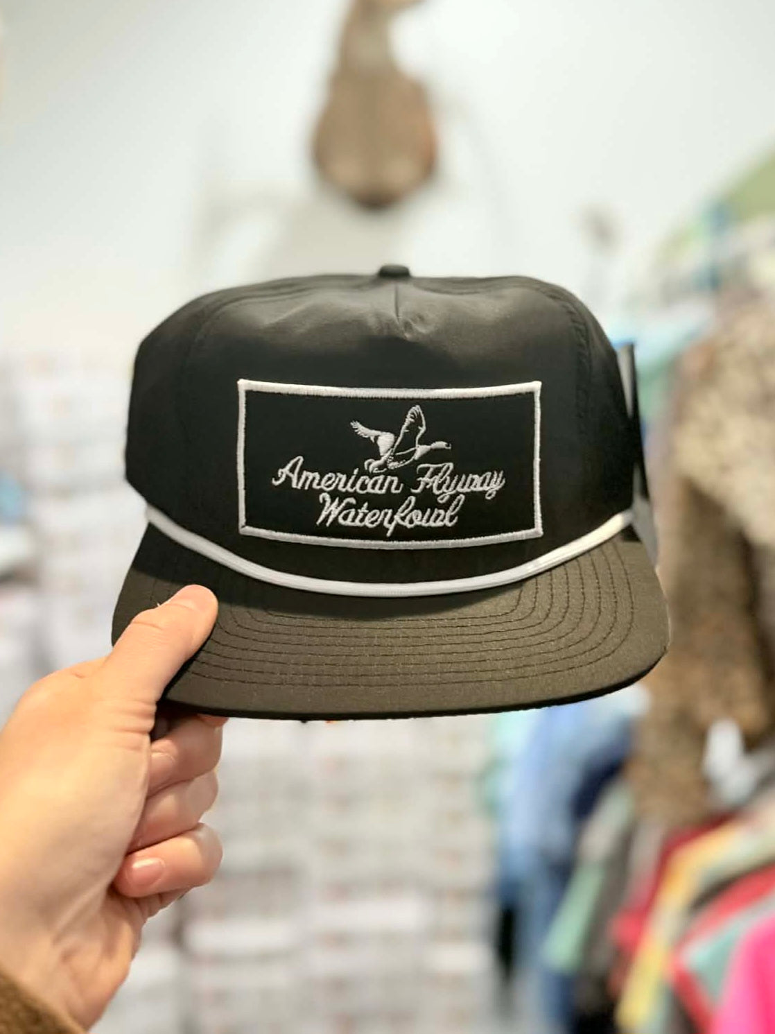 AFW Youth Throwback Vintage Rope Hat, Black Patch/White Rope