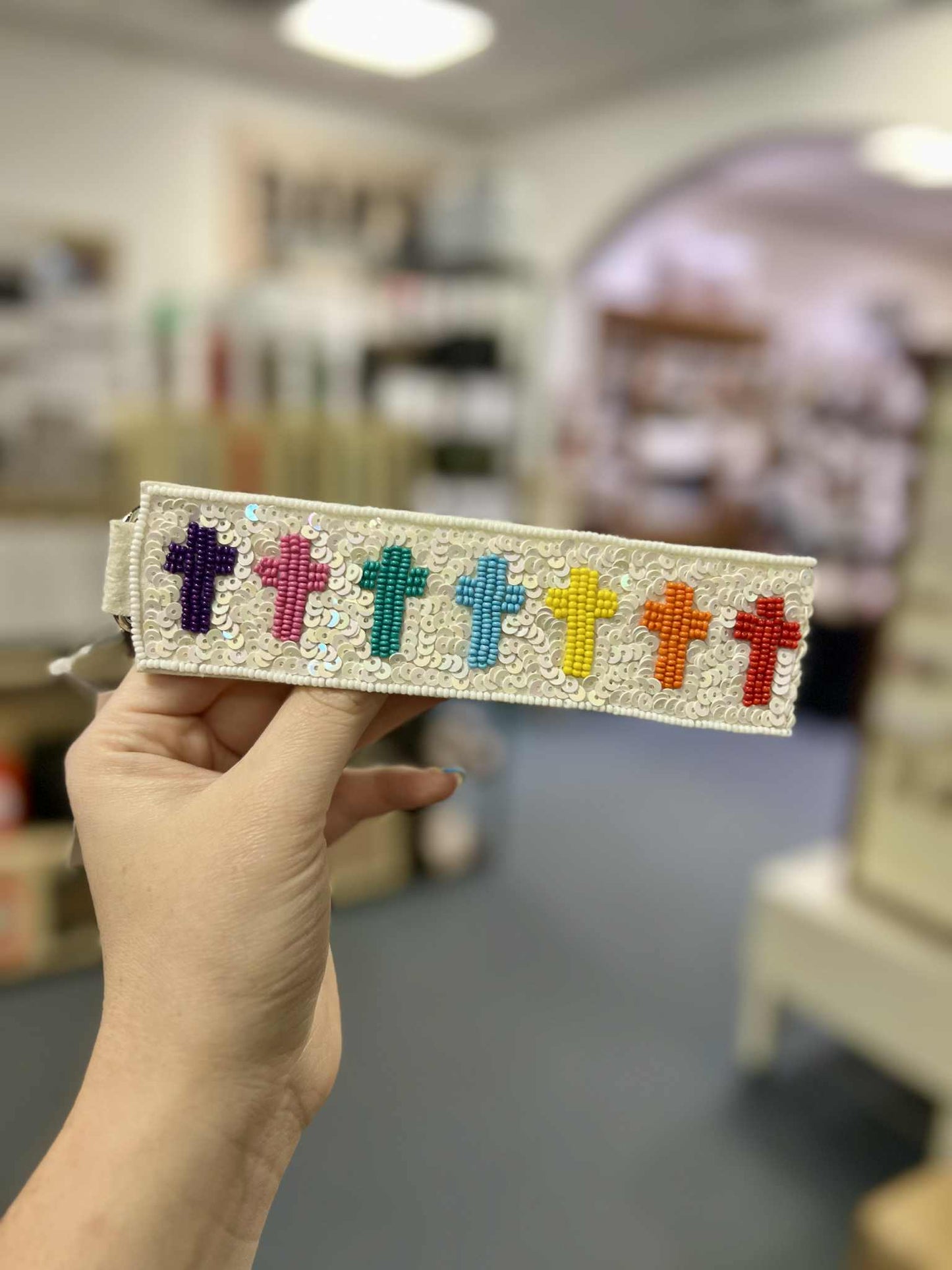 Beaded Keychain, Colorful Crosses