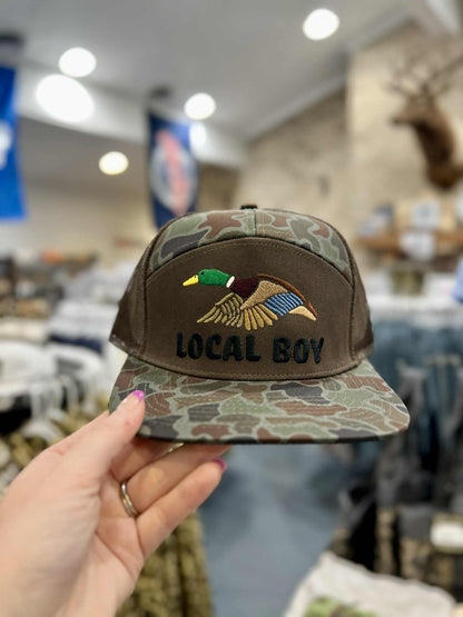 Wild Duck 7 Panel Hat, Localflage OD/Brown