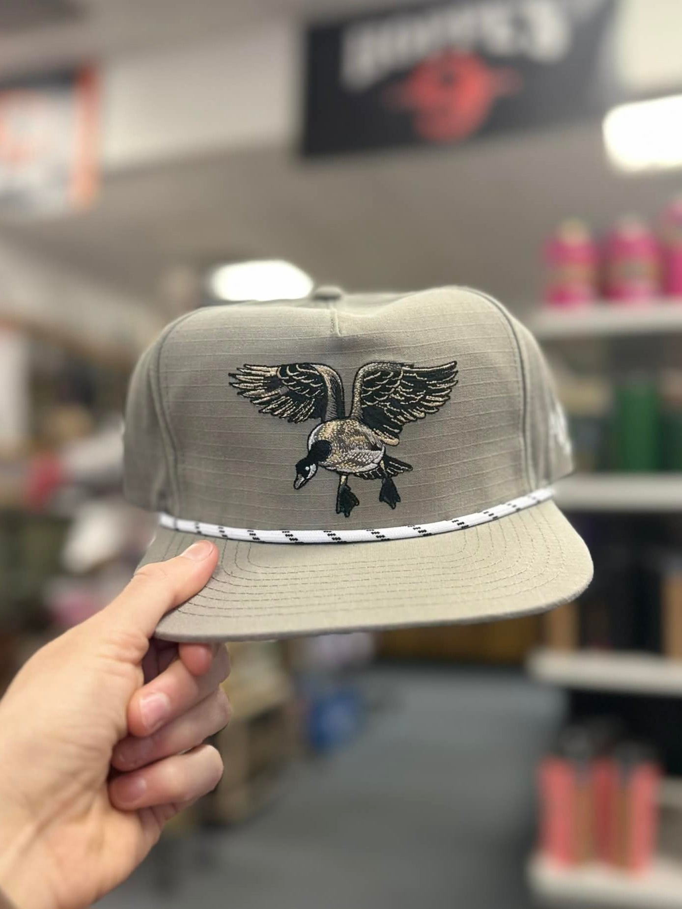 AFW Grey with White/Black Stripe Rope Goose RipStop Hat