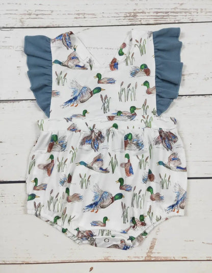 Duck Printed Baby Girl Romper