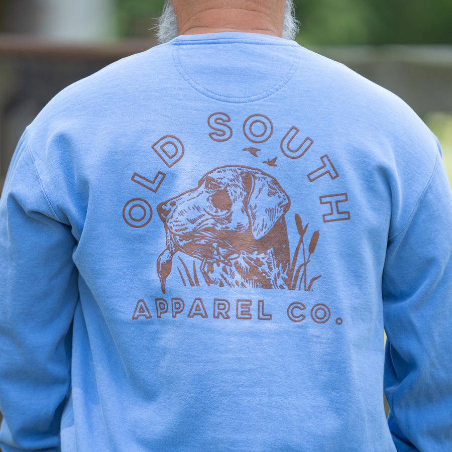 Old South Hunting Dog Crewneck, Flo Blue