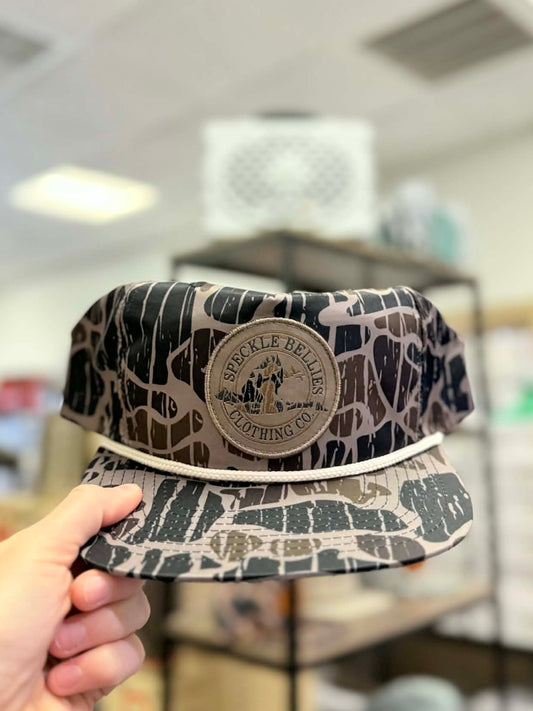 Camo Goose Circle Logo Patch Rope Hat, Beaver Bottom