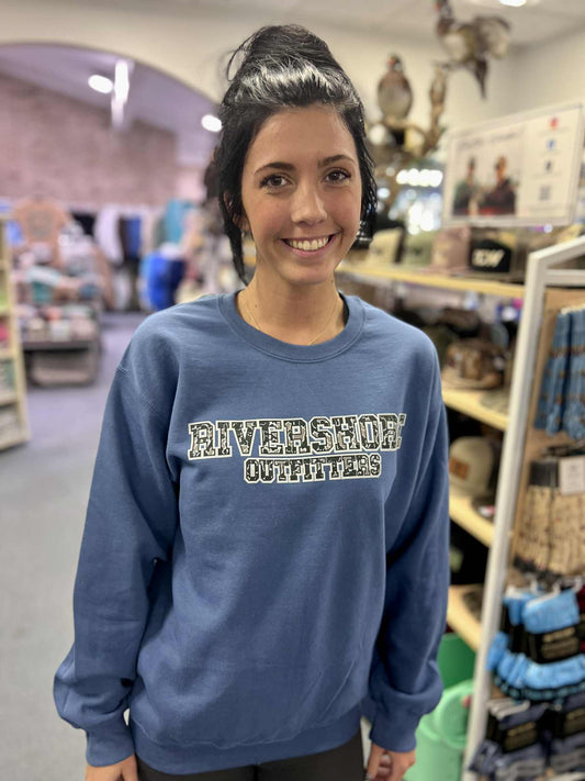 RSO Camo Crewneck Sweatshirt, Indigo Blue