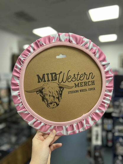 Steering Wheel Cover, Pink Cow