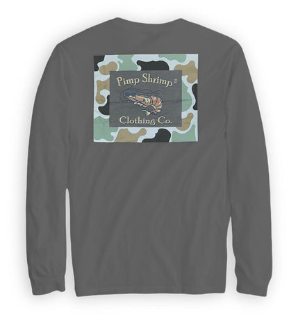 Camo Back Long Sleeve, Charcoal Grey