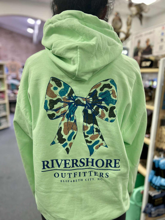 RSO Neutral Camo Bow Hooded Sweatshirt, Mint Green