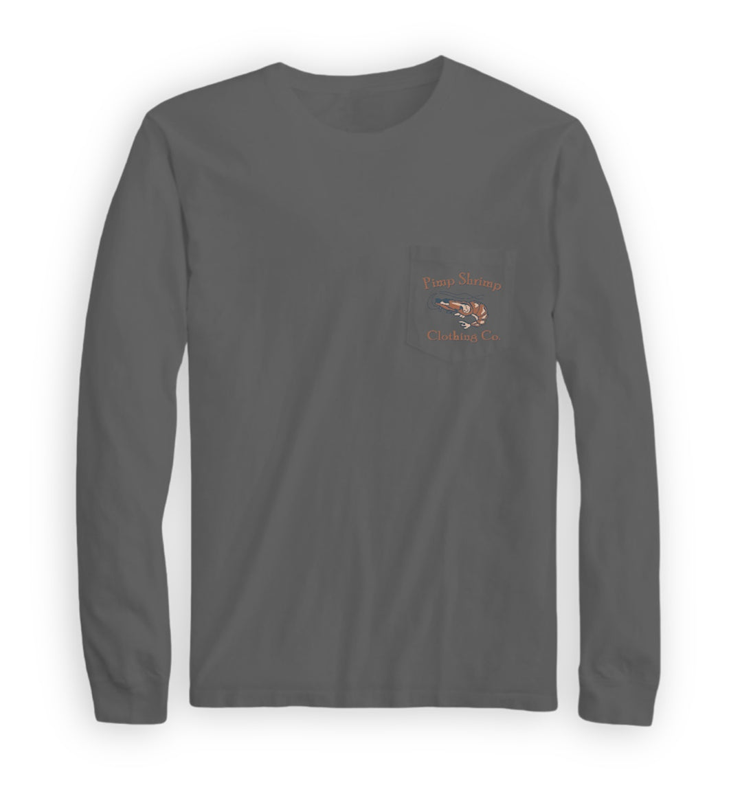 Camo Back Long Sleeve, Charcoal Grey