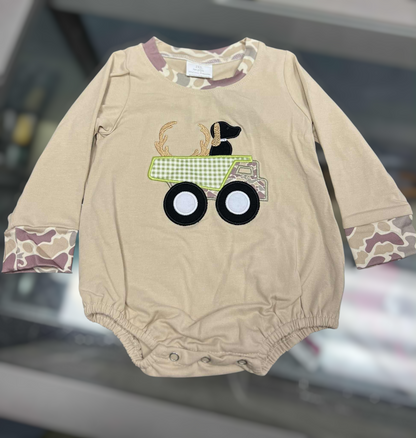 Boy Camo Dog Applique Bubble