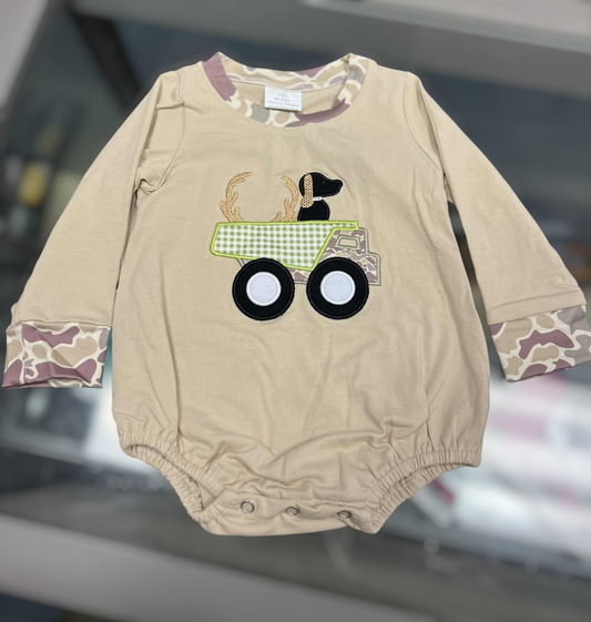 Boy Camo Dog Applique Bubble