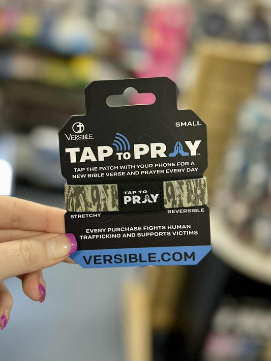 Tap To Pray, Wristband, Tree Bark Camo, Brown + Grey