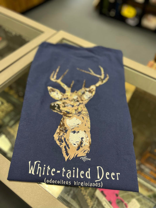 White Tail Deer Short Sleeve, Navy