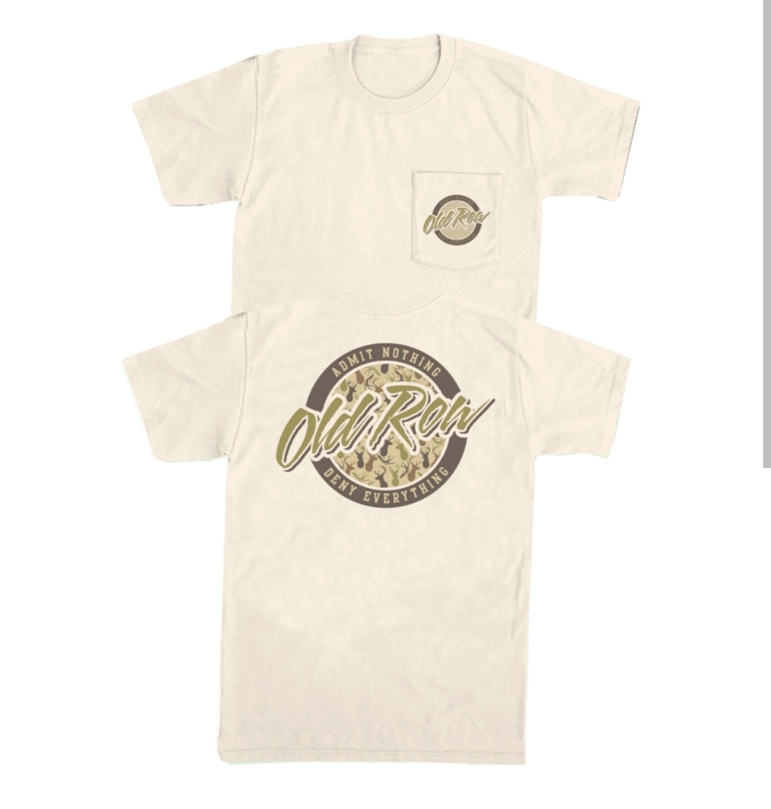 Deer Camo Circle Logo Pocket Tee, Ivory