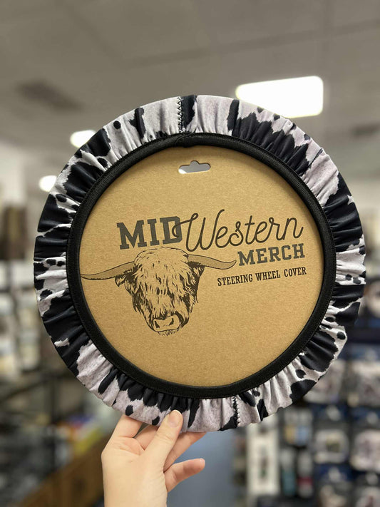 Steering Wheel Cover, Black Cow
