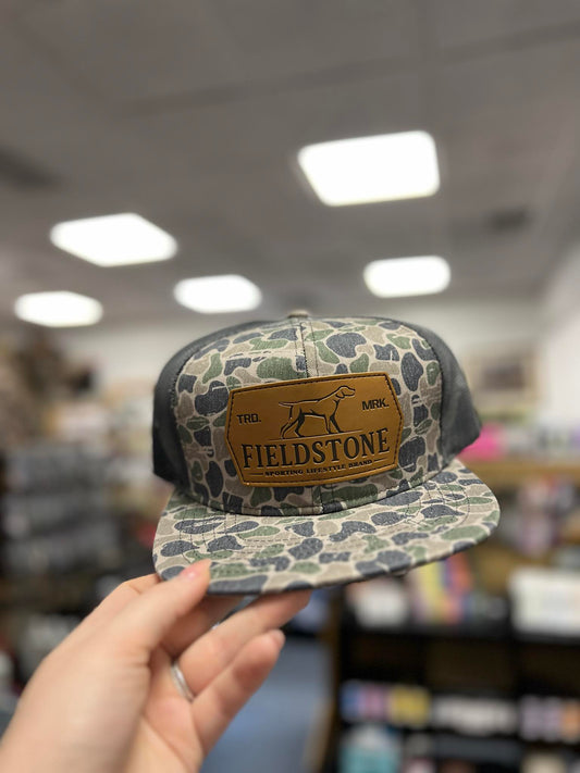 Fieldstone Backwoods Camo Leather Patch Hat