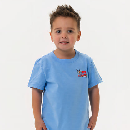 Youth Patch Flag Short Sleeve Tee, Periwinkle Blue