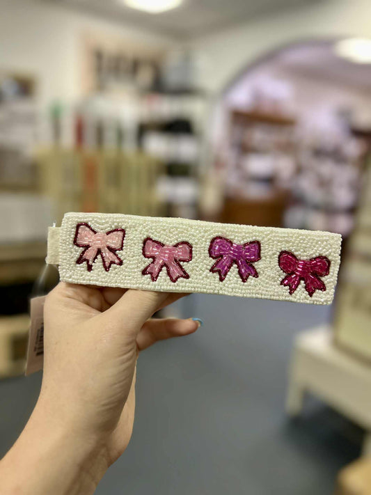 Beaded Keychain, Pink Bows