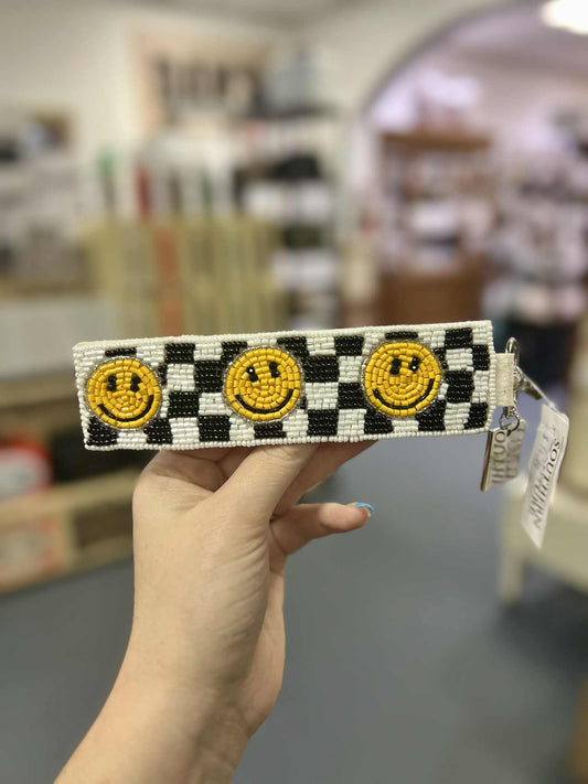Beaded Keychain, Smiley Faces