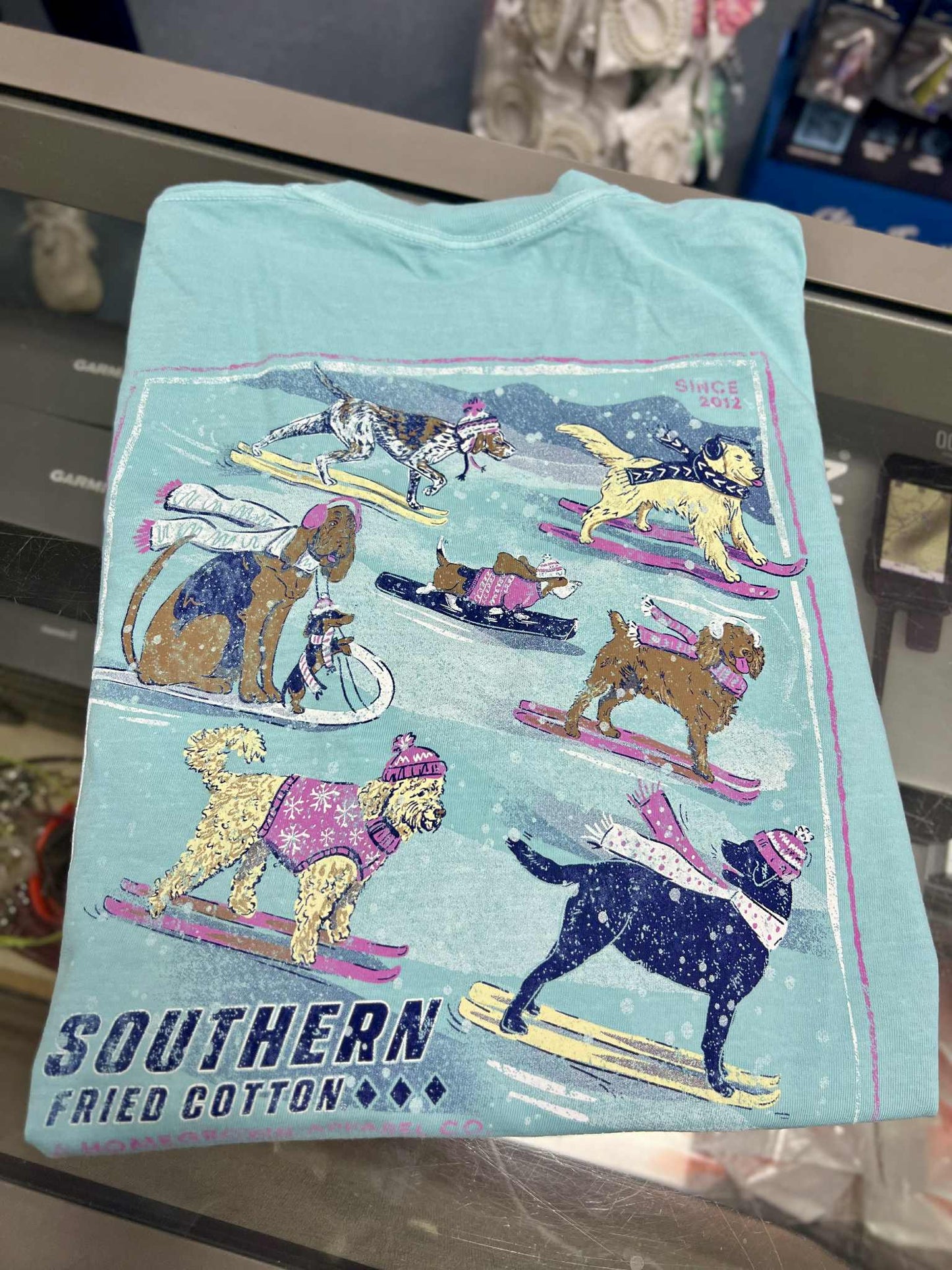 Pups on the Slopes Long Sleeve, Chalky Mint