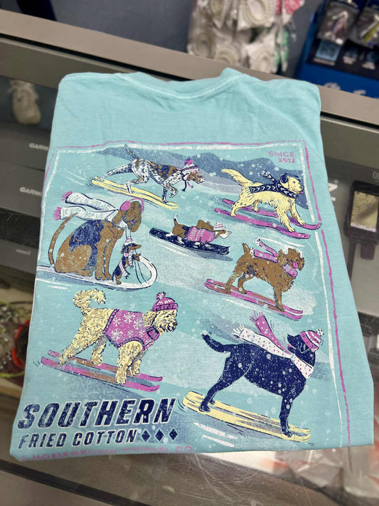 Pups on the Slopes Long Sleeve, Chalky Mint