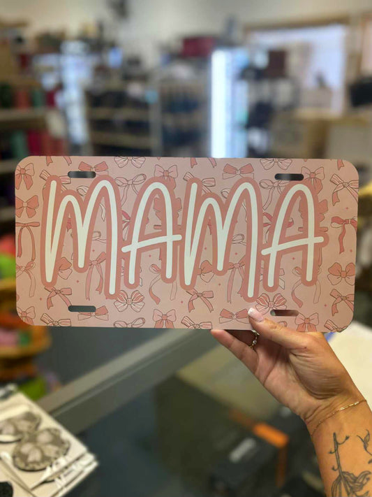 Pink Bow Mama License Plate