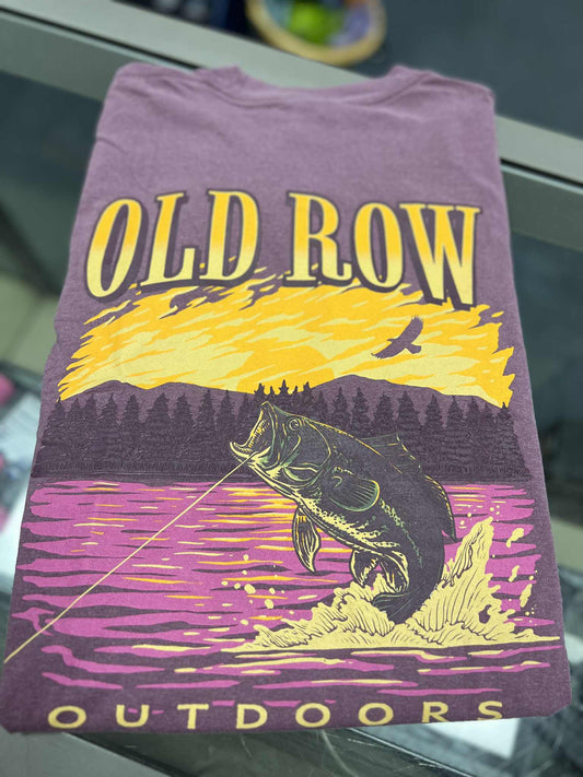 Old Row Outdoors Bass Jump Pocket Tee, Berry