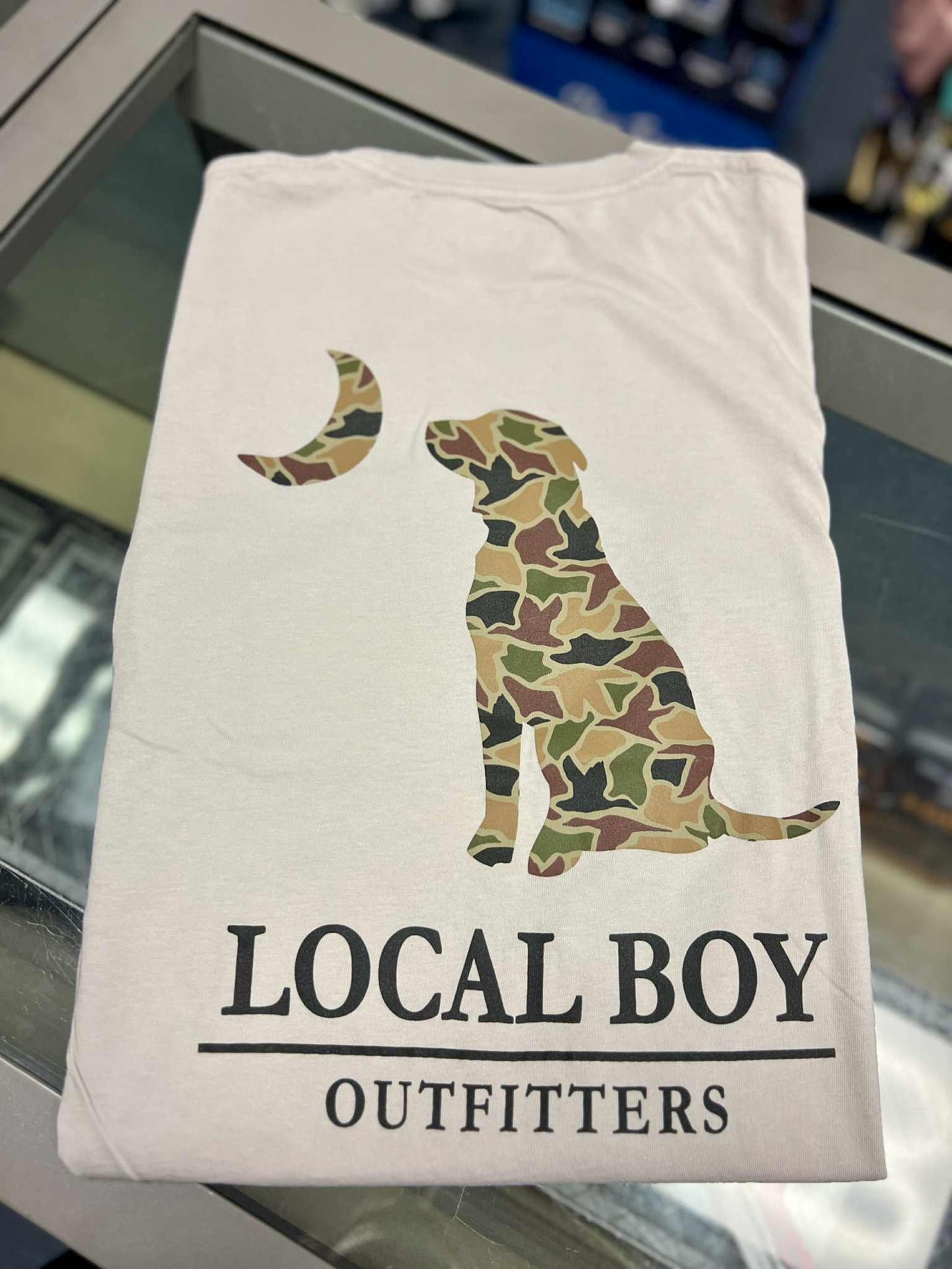 Duck Camo Dog & Moon Short Sleeve Tee, Silver