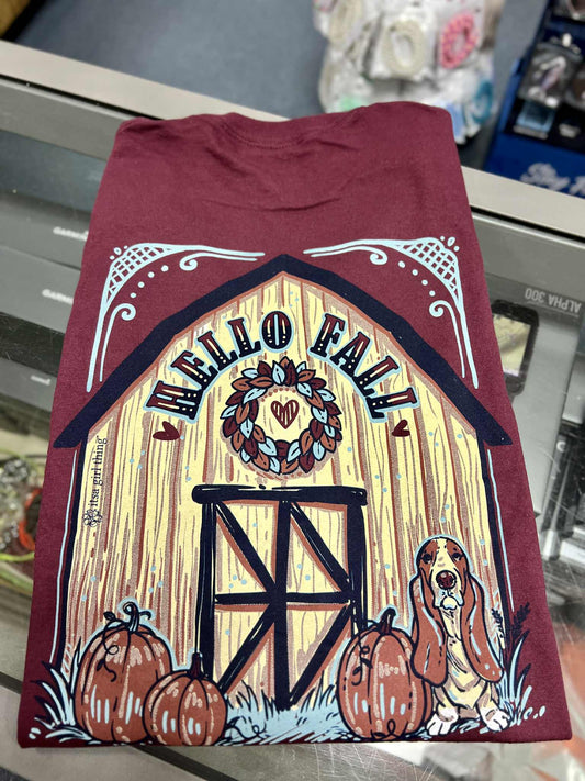 Hello Fall Long Sleeve, Maroon