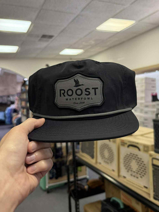 Roost Black W/ Grey Patch Rope Hat