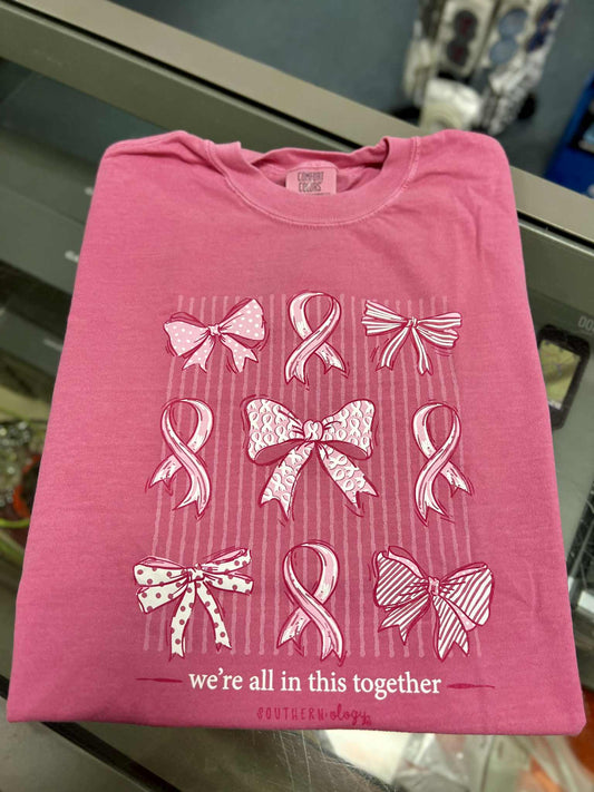 Breast Cancer Ribbons and Bows Short Sleeve