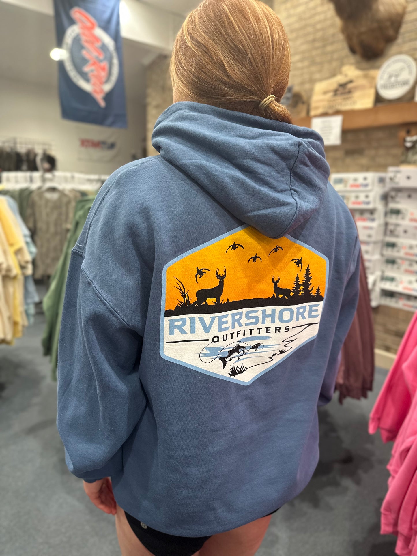 Rivershore Logo Hooded Sweatshirt, Indigo Blue