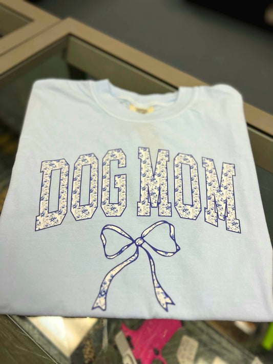 Dog Mom Ribbon Tee, Chambray