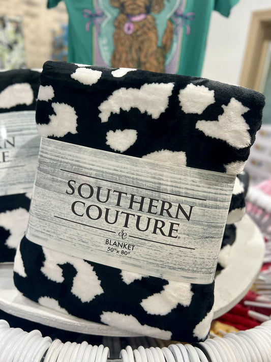 Super Soft Blanket, Black/White Leopard