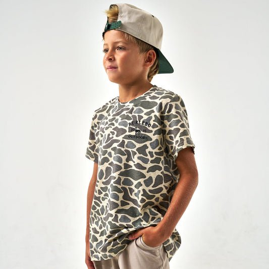Burlebo Youth Short Sleeve Pocket Tee, Classic Deer Camo