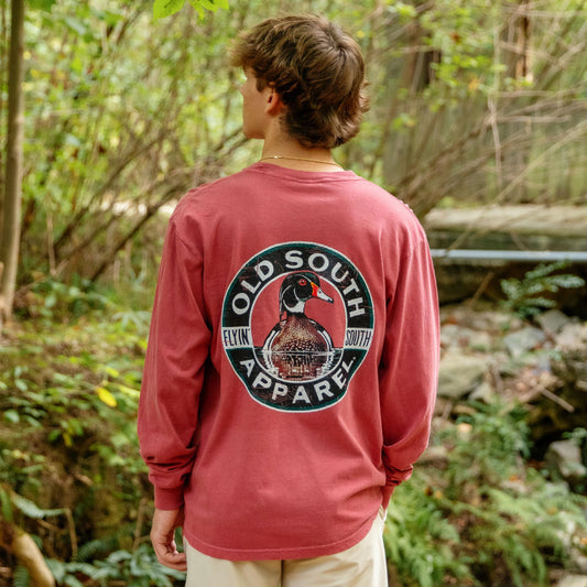 Circled Woodie Long Sleeve, Crimson
