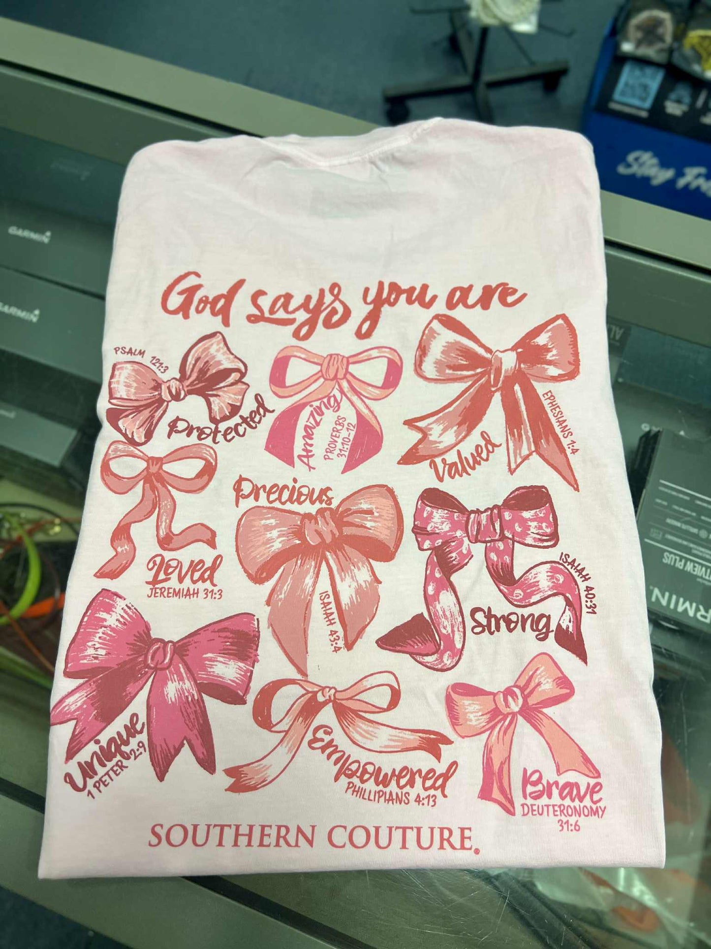 Comfort God Says You Are Bows Short Sleeve, Blossom