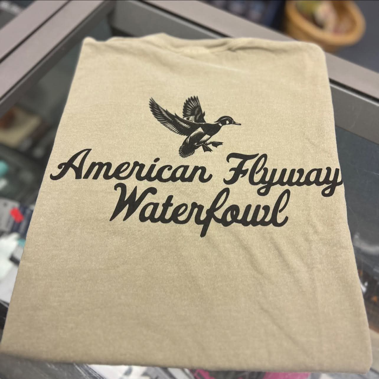AFW Vintage Wood Duck Logo Short Sleeve, Khaki
