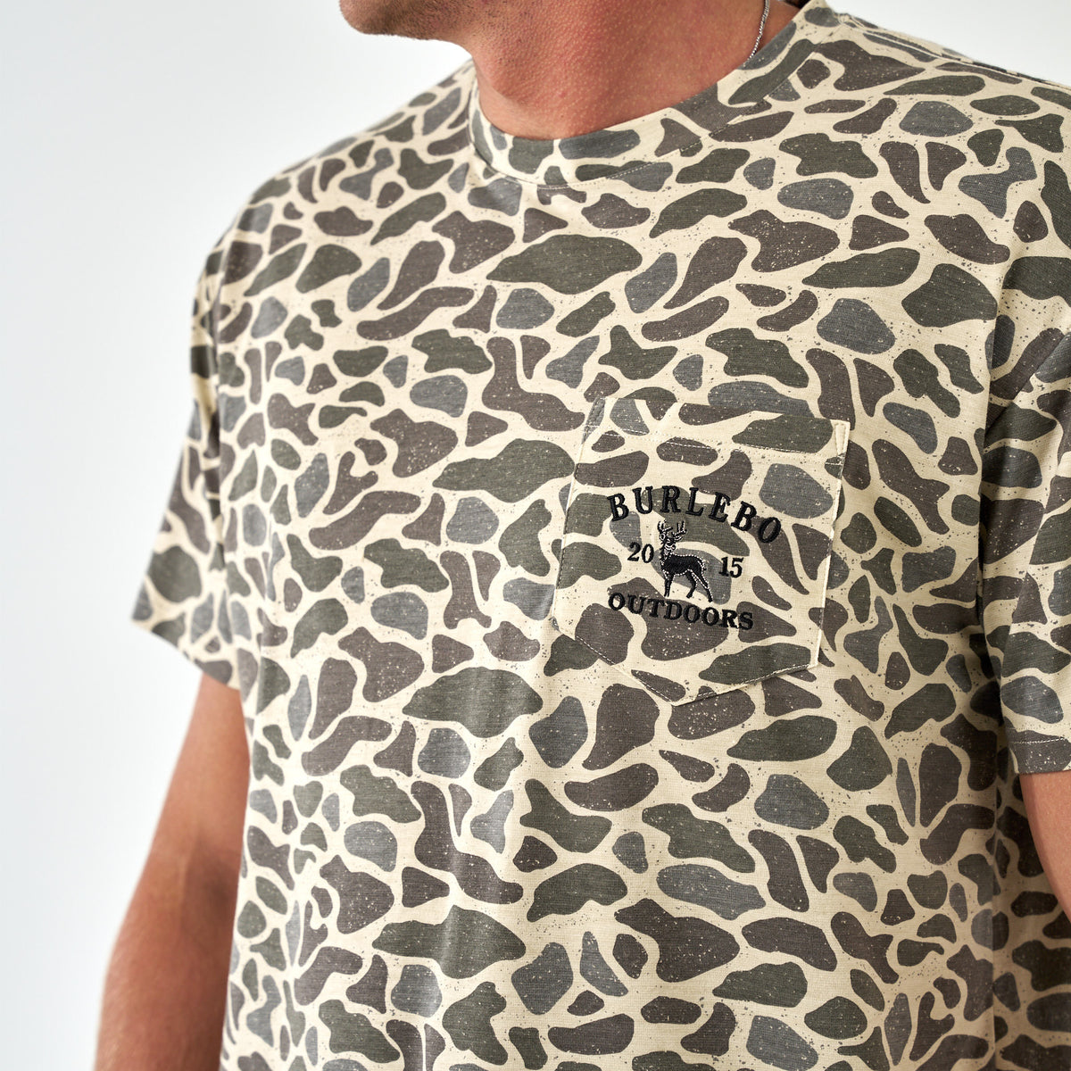 Burlebo Short Sleeve Pocket Tee, Classic Deer Camo