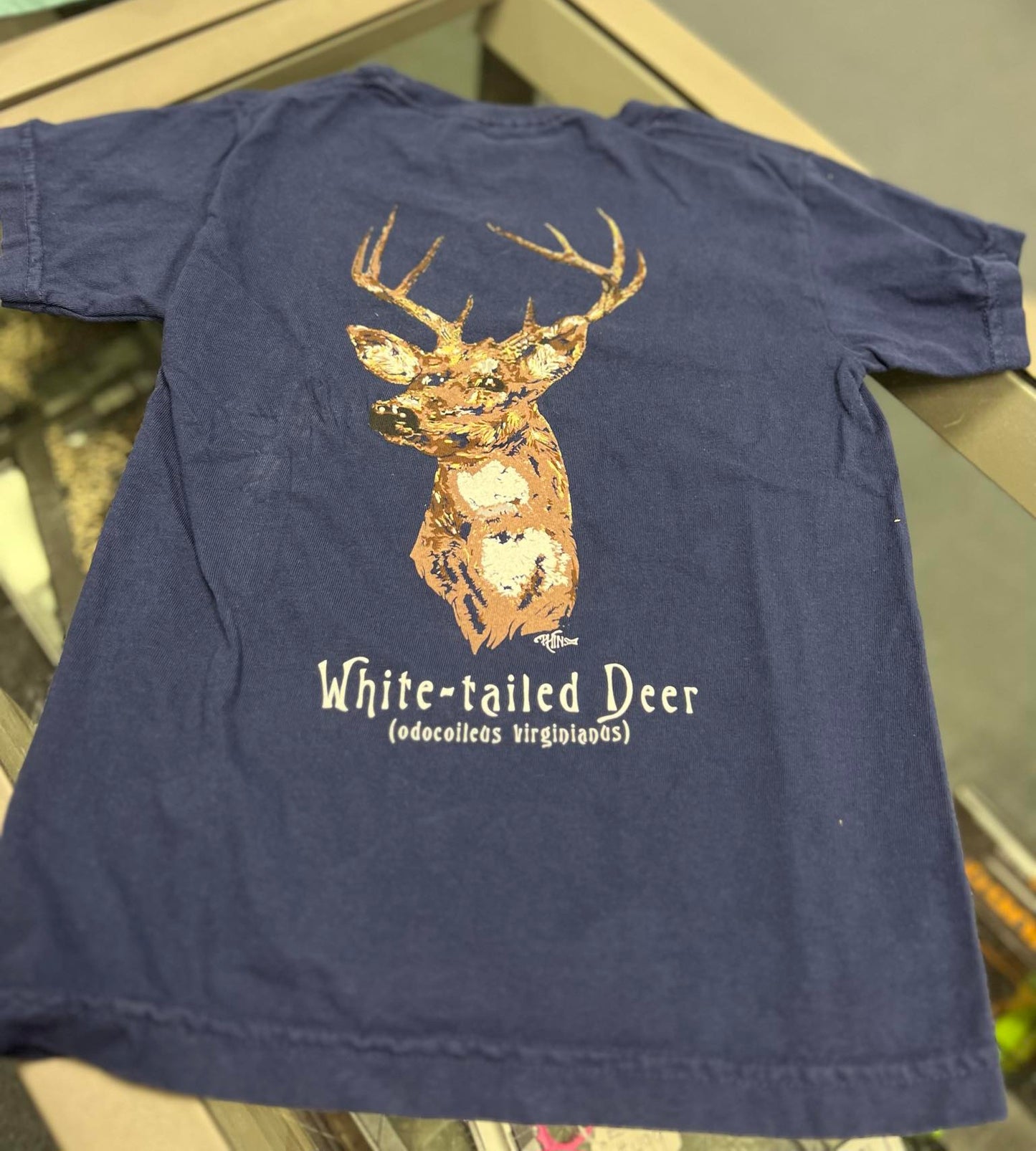 Youth White Tail Deer Short Sleeve, Navy