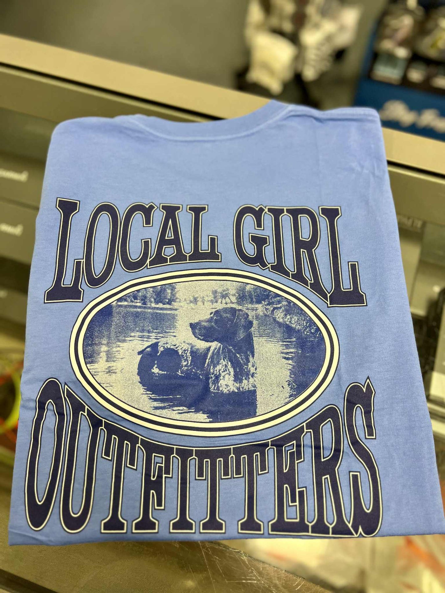 Local Girl Halftone Hound Short Sleeve Tee, Marina