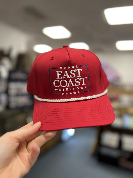 ECW, Feelin' Free Five Panel Rope Hat, Red/White