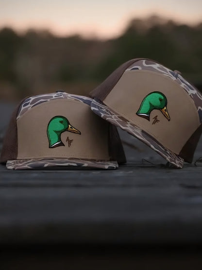 American Fetcher, 7 Panel Mallard Duck Head Hat, Duck Camo