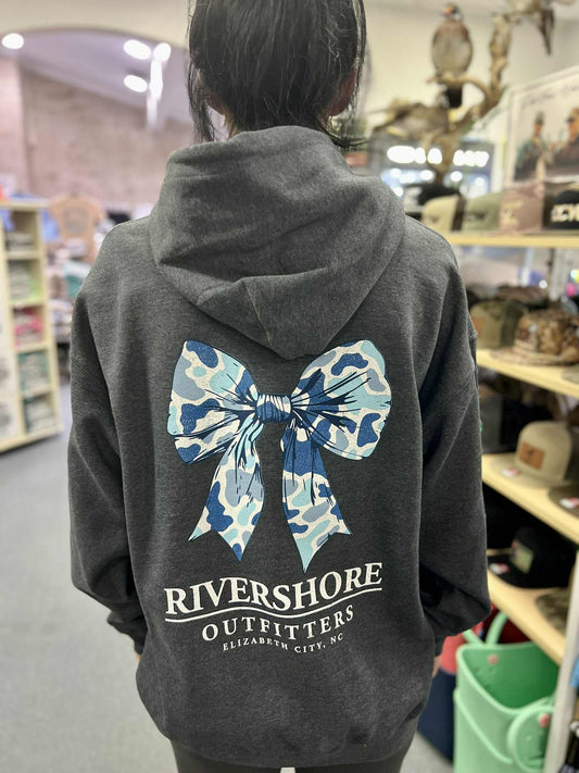RSO Blue Bow Hooded Sweatshirt, Dark Heather