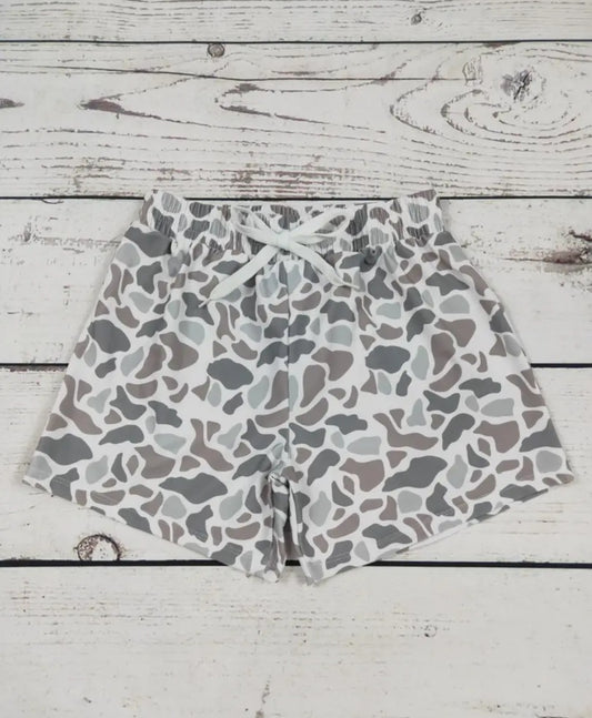 Toddler Gray Camo Swim Trunks